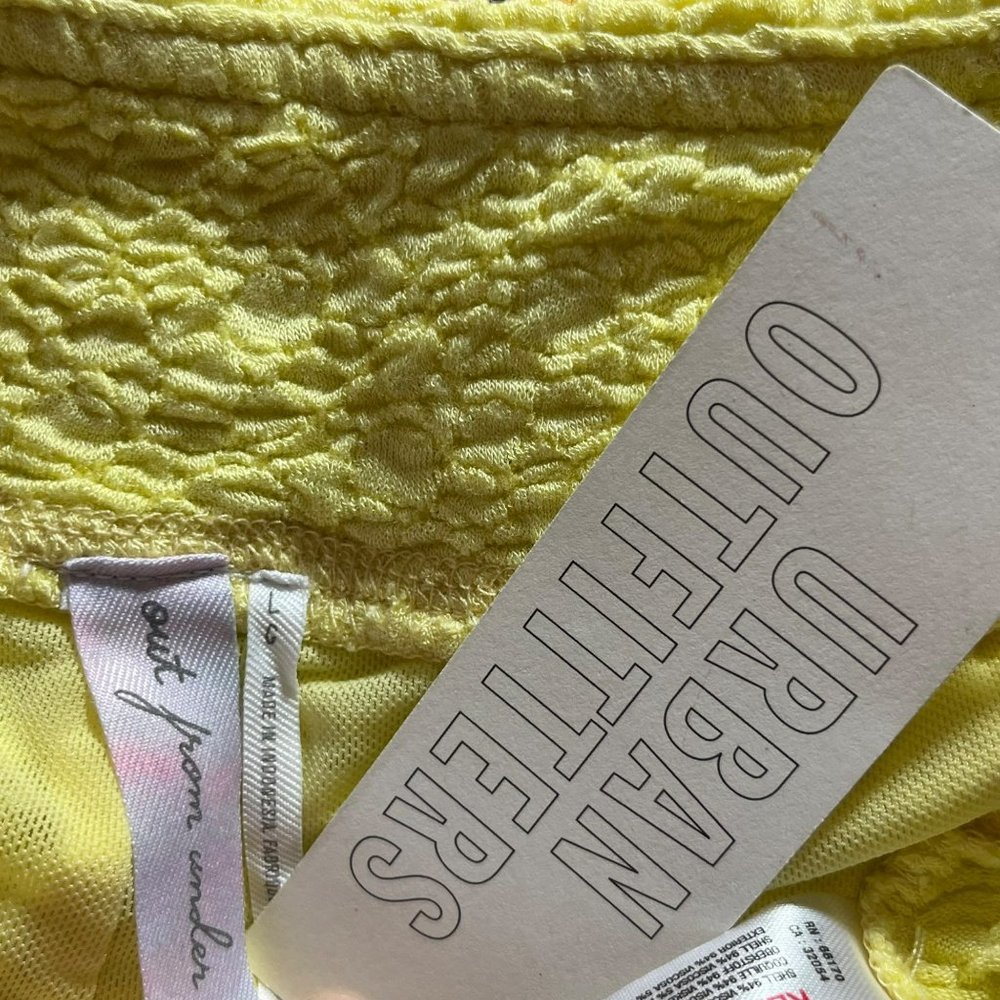 NEW URBAN OUTFITTERS BIKE SHORT LARGE TATUM TEXTURED SHORTS YELLOW HIGH RISE OUT - Picture 6 of 10